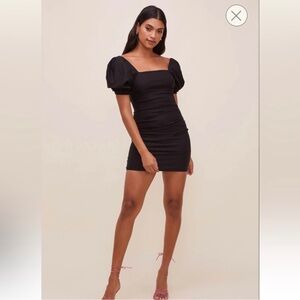 ASTR black puffy sleeve dress